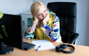 Middle aged woman fighting brain fog during menopause